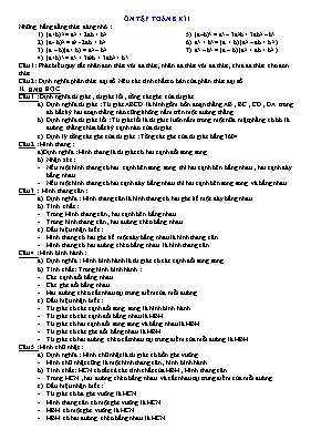 Ôn tập Toán học 8 kì 1